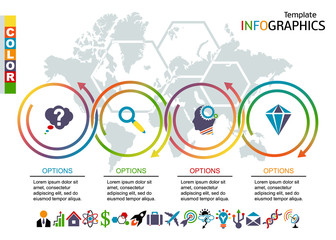 Wall Mural - infographic template. set elements with world map in background