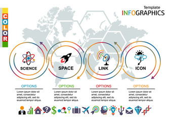 Wall Mural - infographic template. set elements with world map in background