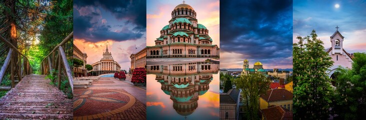 Wall Mural - Sofia capital city of Bulgaria photo collage