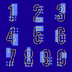 Set of ten numbers form zero to nine, number flat design