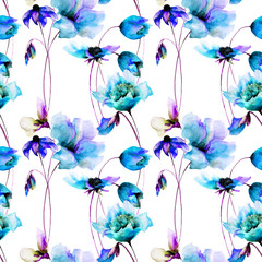 Wall Mural - Seamless pattern with Original Summer flowers