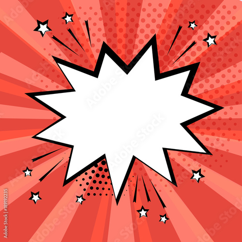 White Empty Comic Bubble On Red Background Comic Sound Effects In