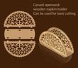 Carved openwork wooden napkin holder, can be used for laser cutting