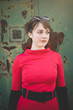 © Eugenio Marongiu - young beautiful red dressed vintage hipster woman
