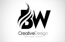 BW B W Creative Brush Black Letters Design With Swoosh
