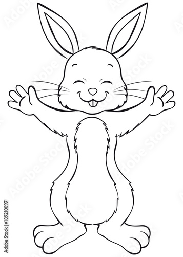 happy cute easter bunny coloring page  buy this stock