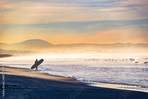 Entering the Surf on a Foggy Morning Canvas Print