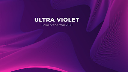 Fluid poster cover with modern ultraviolet color. Dark purple abstract geometrical template with blend shapes.