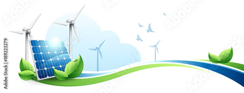 Cuadros en Lienzo Ecologie Panneaux Solaires Eoliennes
