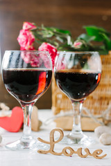 Canvas Print - Two glasses of cola on Valentine's day celebration