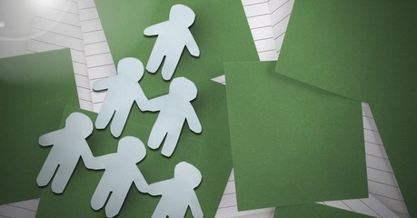 Sticker - Paper cut out people on green sticky notes