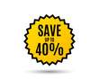 © blankstock - Save up to 40%. Discount Sale offer price sign. Special offer symbol. Star button. Graphic design element. Vector