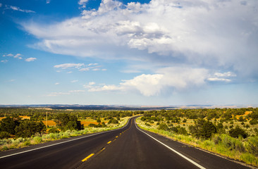 Sticker - Historic Route 66. Road to New Mexico from Arizona. Countryside in the USA