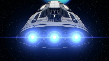 extraterrestrial spaceship on uranus background