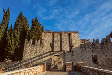 Front View Of Castle Inner Entrance Of Brescia, Italy