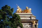 Fototapeta  - Golden statue of a chariot - Ciutadella Park,Barcelona,Spain