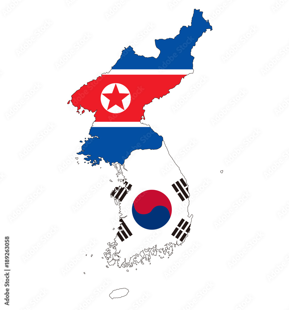 朝鮮半島と国旗 Stock Illustration | Adobe Stock