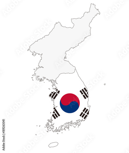 韓国地図と国旗 Adobe Stock でこのストックイラストを購入して 類似のイラストをさらに検索 Adobe Stock