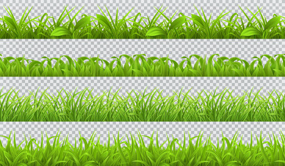 Wall Mural - Spring green grass, seamless pattern. 3d realistic vector set