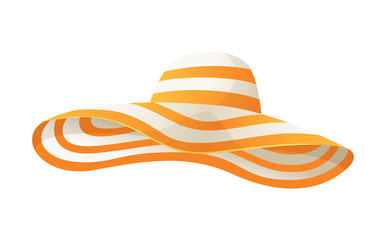beach sun protaction hat. female beach hat, isolated vector illustration