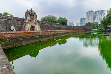 Wall Mural - Jan 21,2018 Tourists walking through Fort Santiago Gate , Intramuros, Manila