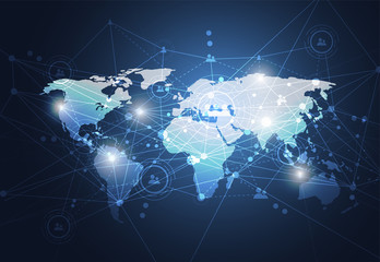 global network connection. world map point and line composition concept of global business. vector i