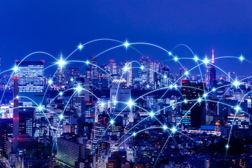 Wireless communication network concept. IoT(Internet of Things). ICT(Information Communication Technology).