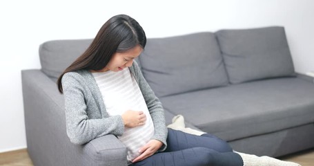 Poster - Young pregnant woman Feeling sad at home