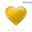 Valentines day holiday decoration. Golden realistic heart. 3d vector illustration of metallic heart shape. Festive sign