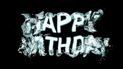 Wall Mural - word happy birthday. Beautiful animation of the text happy birthday on white black background