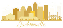 Jacksonville Florida USA City Skyline Golden Silhouette.