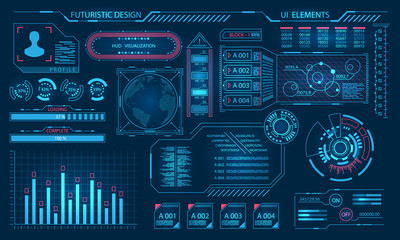 futuristic virtual graphic user interface, hud elements
