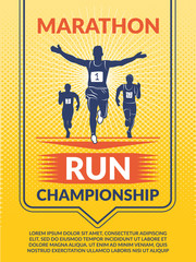 Poster - Vector poster for sport club. Marathon runners