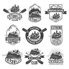 Wall Mural - vintage monochrome labels for dangerous water sports. symbols of rafting. pictures of kayak