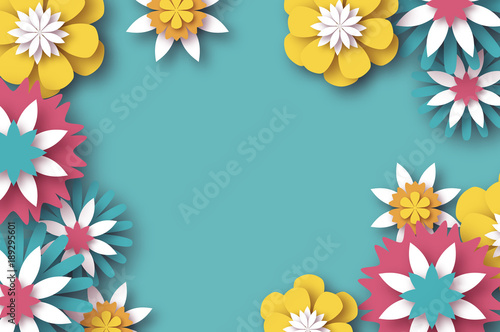 Paper Cut Floral Greeting Card Origami Flower Space For