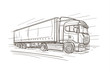 European Truck Hand Drawn Illustration. Vector.