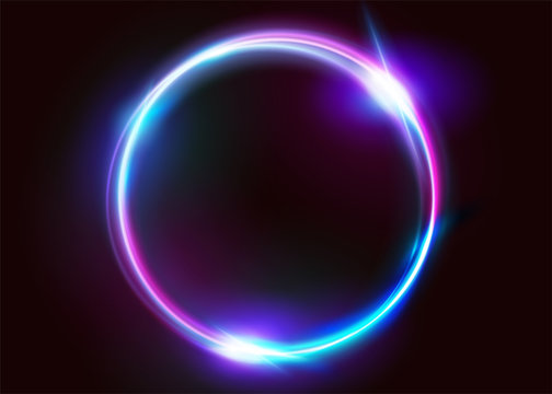 vector vibrant neon circle with glow. modern round frame with empty space for text. abstract bright 