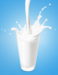 Poster - Pouring milk with splash