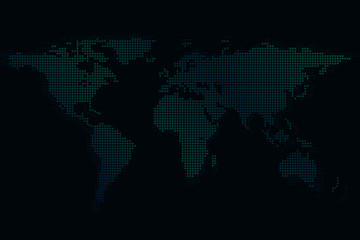 dotted world map dark blue map of the earth from the points.high tech. sci-fi background.