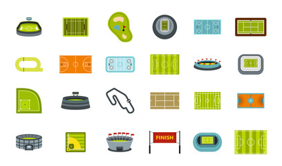 sport arena icon set, flat style