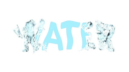 Wall Mural - word water. Beautiful animation of the text water on white black background