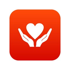 Wall Mural - Hands holding heart icon digital red
