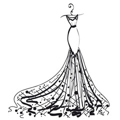 Wall Mural - wedding dress design, black and white