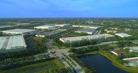 Wall Mural - Aerial drone hyperlapse industrial to residential