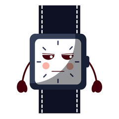 kawaii wrist watch bracelet square cartoon vector illustration