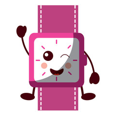 kawaii wrist watch bracelet square cartoon vector illustration