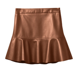 Wall Mural - Brown leather skirt with flounce isolated on white