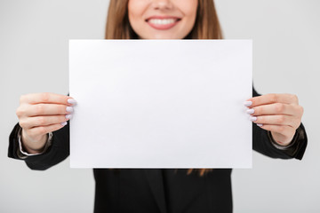 Sticker - Close up of a smiling businesswoman dressed in suit