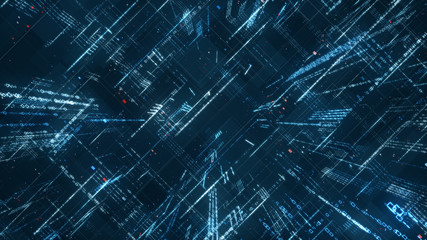 Wall Mural - digital binary code matrix background - 3d rendering of a scientific technology data binary code net