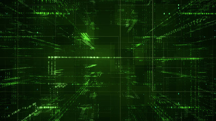 Wall Mural - digital binary code matrix background - 3d rendering of a scientific technology data binary code net